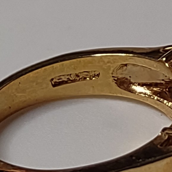 Gold Tone And Clear Stone Ring Size 7.75 - Picture 10 of 14